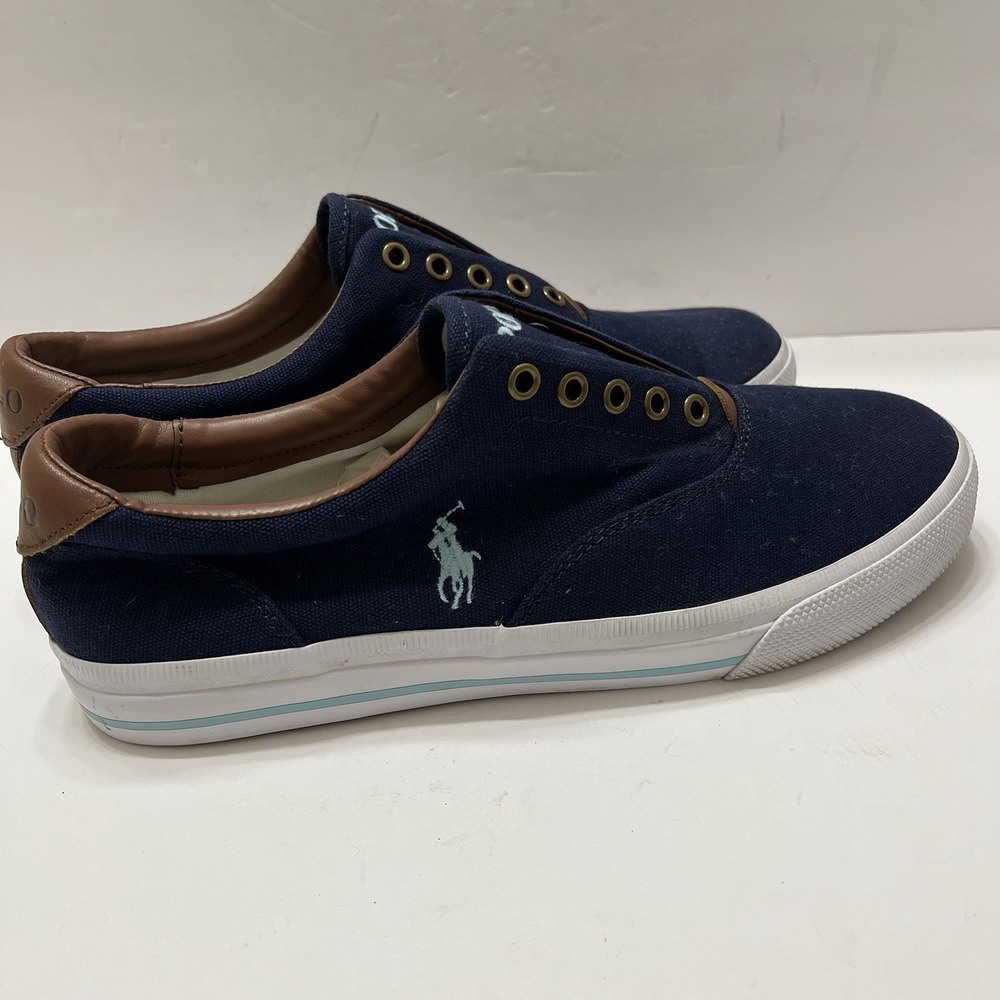 Polo Ralph Lauren Vito Fashion Sneakers Navy Blue Slip-On Men's 10 Casual
